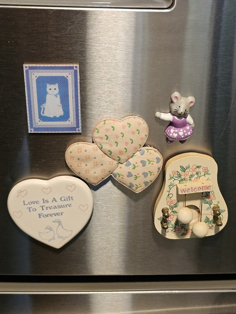 Cottagecore Goose Heart Magnet Lot Fridge Refrigerator Mouse Windsor Harp Vtg